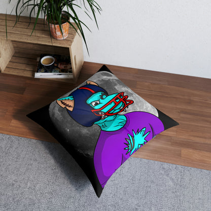 Foot Ball Full Moon American Werewolve Wolf Cyborg Tufted Floor Pillow, Square