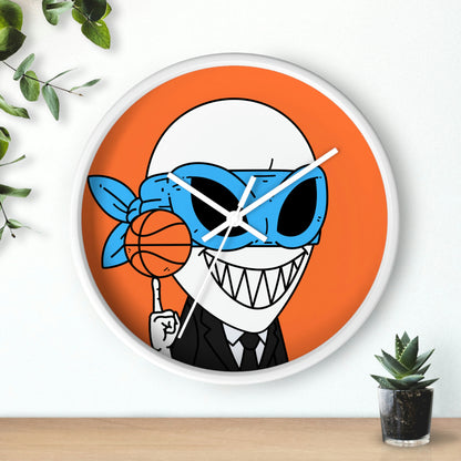 Alien BBall Sport Ninja Mask Orange Basketball Wall clock