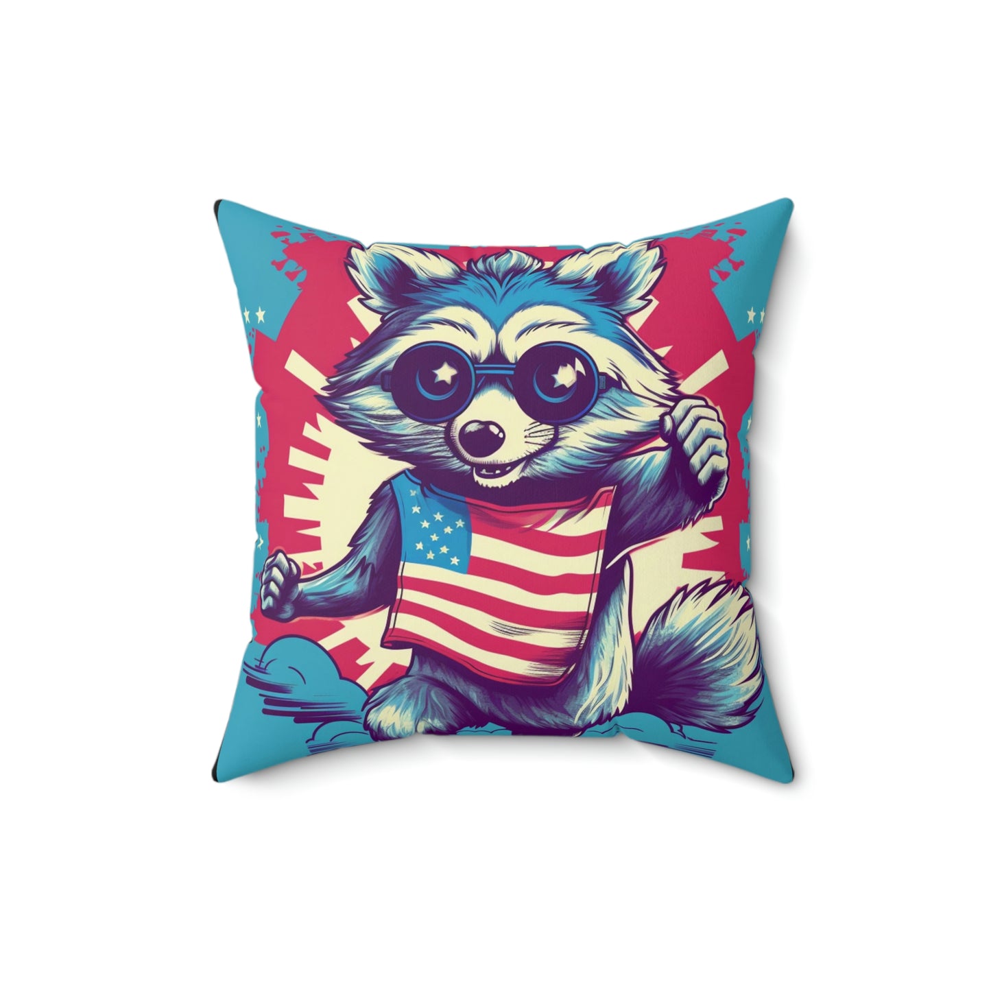 American Great Raccoon USA Classic Graphic Spun Polyester Square Pillow