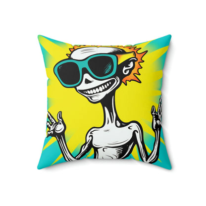 Designer Alien Summer Style Spun Polyester Square Pillow