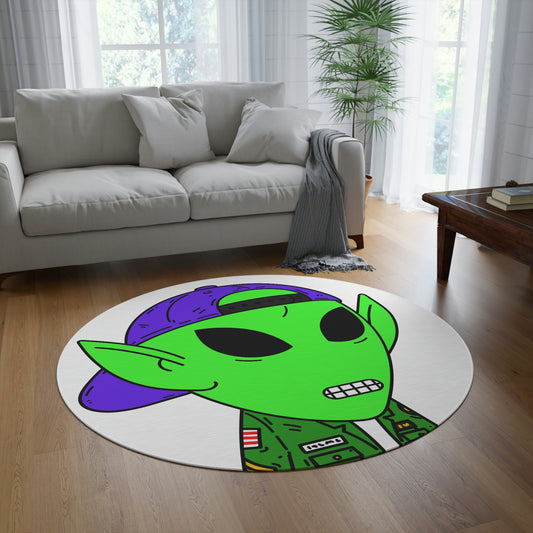 Green Military Army Jacket pointy ear Visitor Alien Round Rug - Visitor751