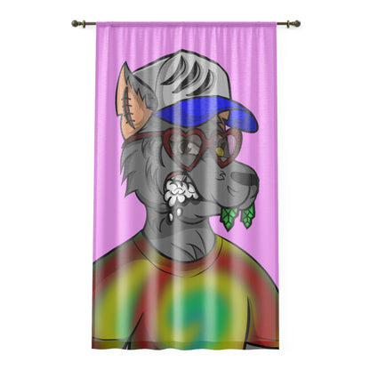 Valentine Heart Wolf Werewolve Tiedye Window Curtain