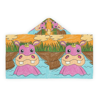 Hippo Hippopotamus Animal Creature Graphic Youth Hooded Towel