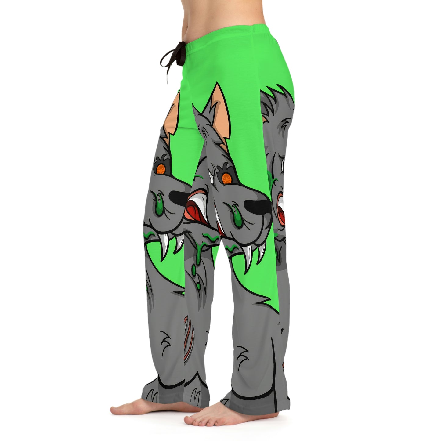 Wolf Grey Cyborg Animal Werewolve Women's Pajama Pants (AOP)