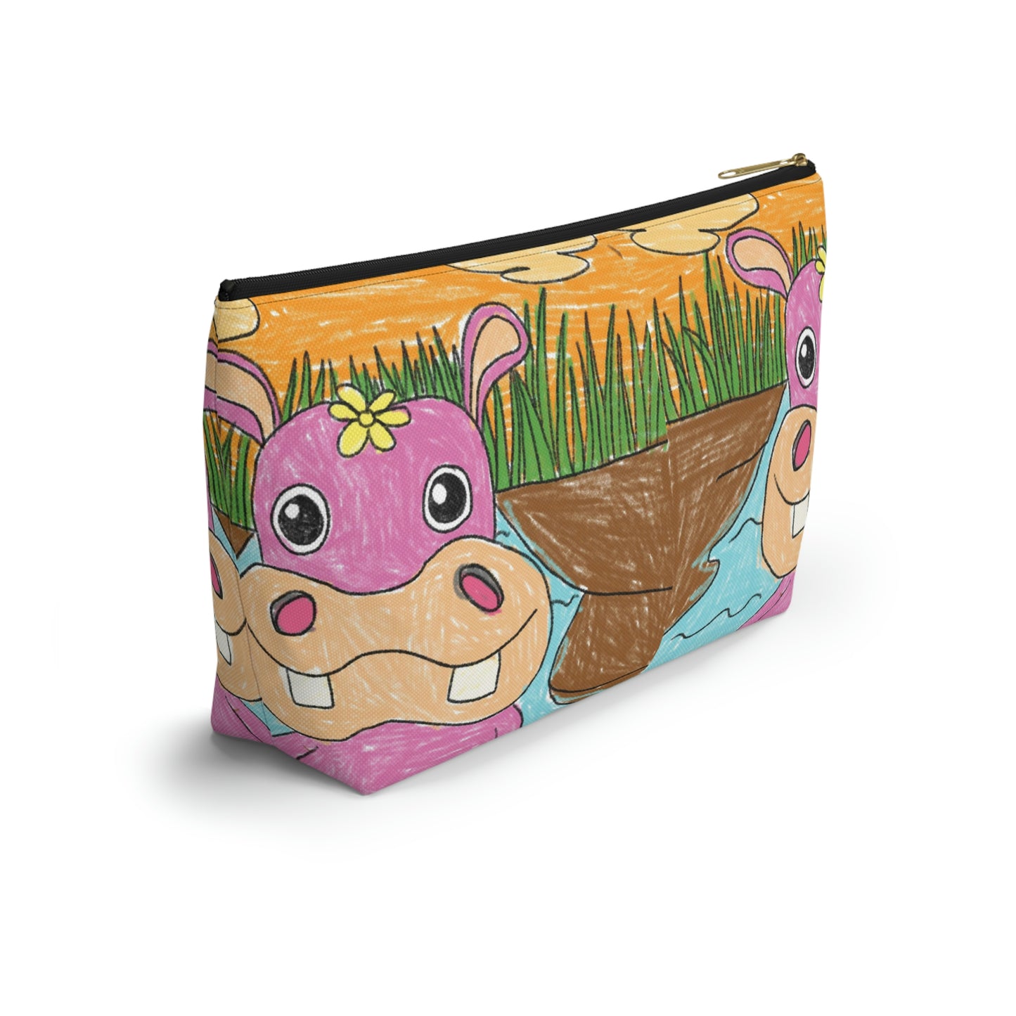 Hippo Hippopotamus Animal Creature Graphic Accessory Pouch w T-bottom