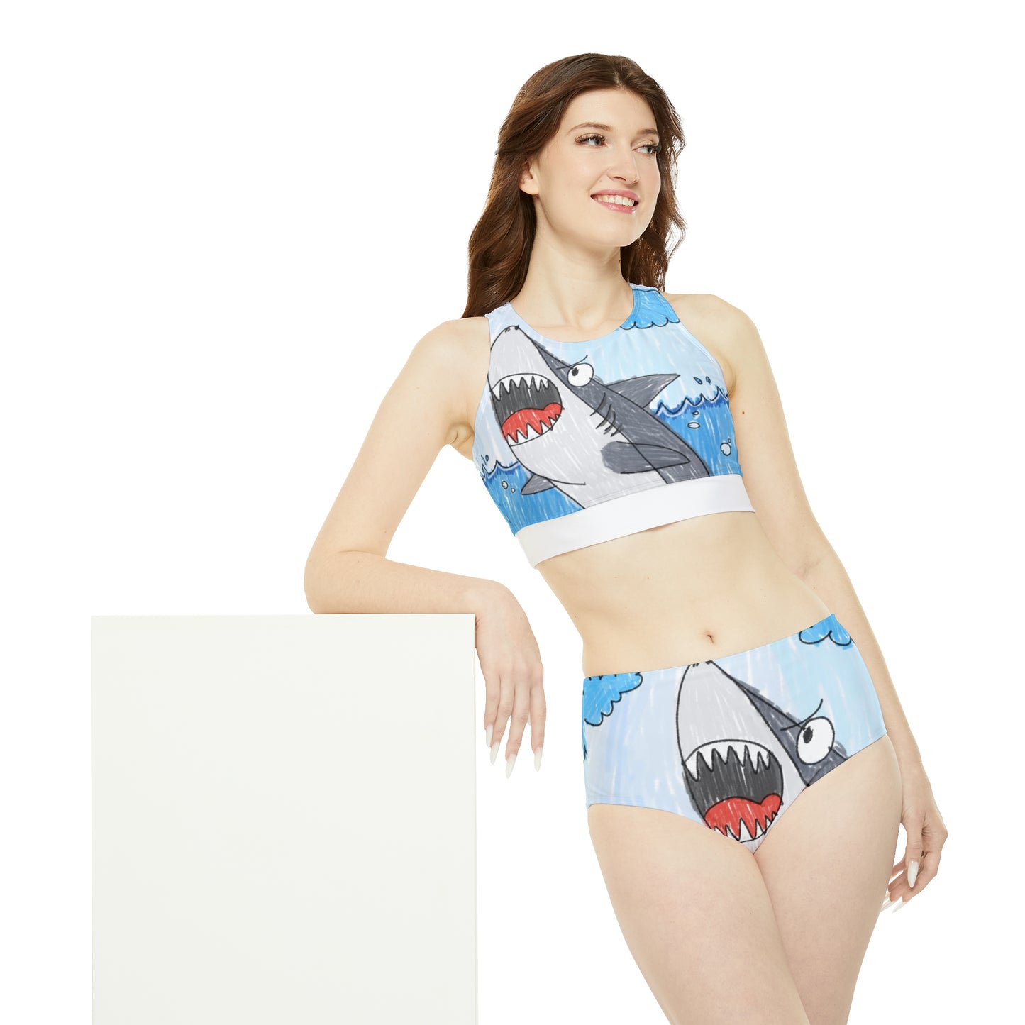 Shark Jaw Teeth Attack Ocean Sea Creature Sporty Bikini Set (AOP)