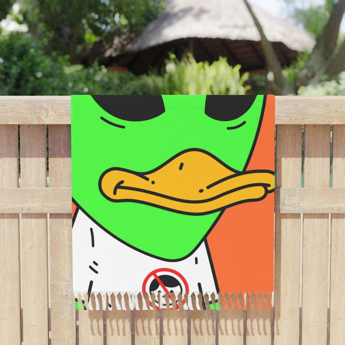 Anti Human Duck Visitor Green Alien Boho Beach Cloth