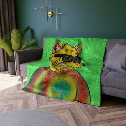 Wolve Cyborg Tie Dye Wolf Shirt Yellow Fur Cool Sun Glasses Crushed Velvet Blanket