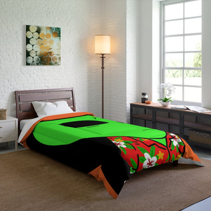 Hawaiian Shirt Green Alien Visitor Shadow Bed Comforter