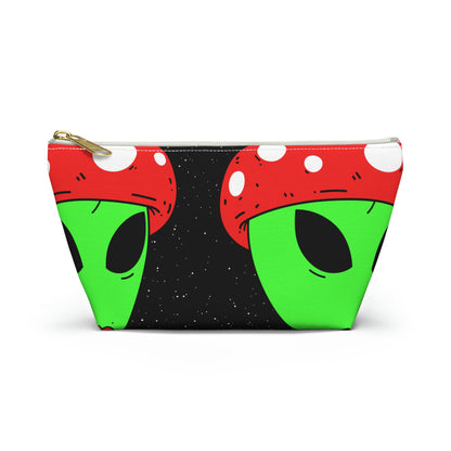 Mushroom Head Green Alien Visitor w/ Red Lips Accessory Pouch w T-bottom