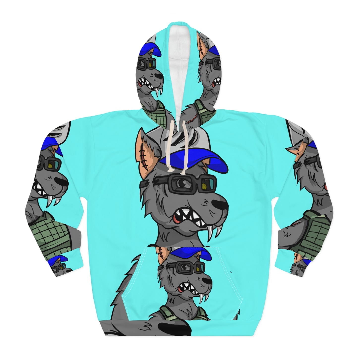 Chaleco del ejército Hombre lobo Cyborg Wolf AOP Sudadera con capucha unisex 