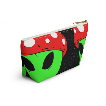 Mushroom Head Green Alien Visitor w/ Red Lips Accessory Pouch w T-bottom