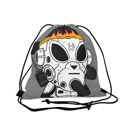 Burb Fire Bandana Horse Shoe Armored White Future Alien Cyborg Machine Visitor Outdoor Drawstring Bag