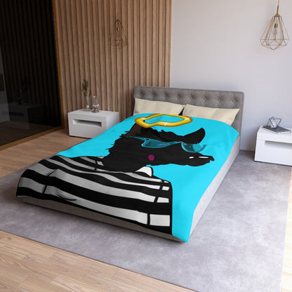 Cyborg Wolve Angel Halo Striped Shirt Glasses Wolf Microfiber Duvet Cover