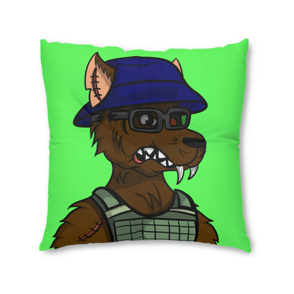 Military Wolf Army Cyborg Wolve Tufted Floor Pillow, Square