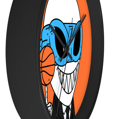 Alien BBall Sport Ninja Mask Orange Basketball Wall clock