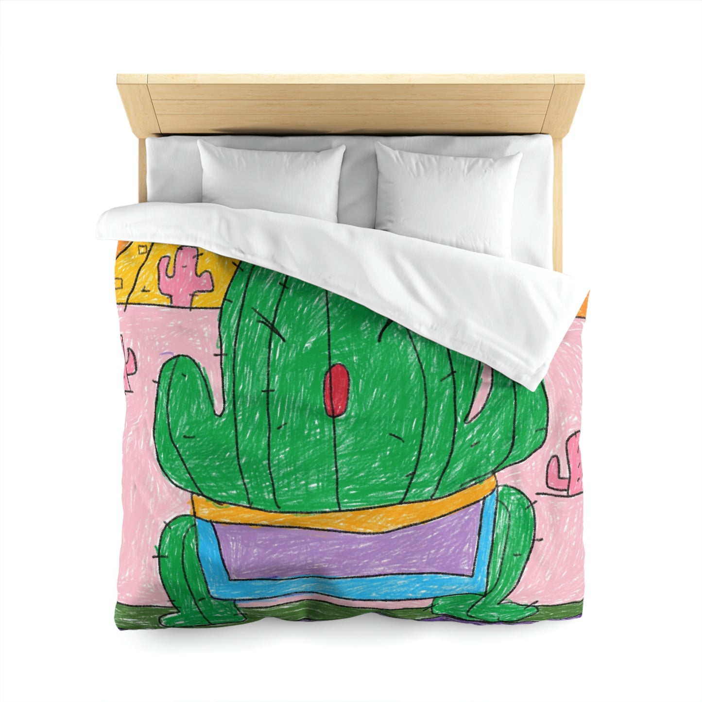 Desert Cactus Sumo Wrestler Graphic Microfiber Duvet Cover