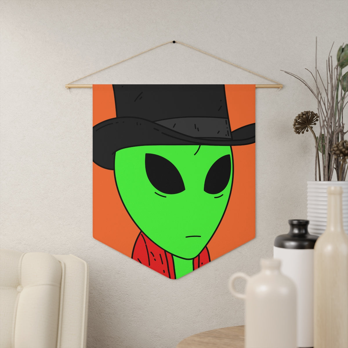 Red Robe Alien Black Top Hat Green Visitor Pennant