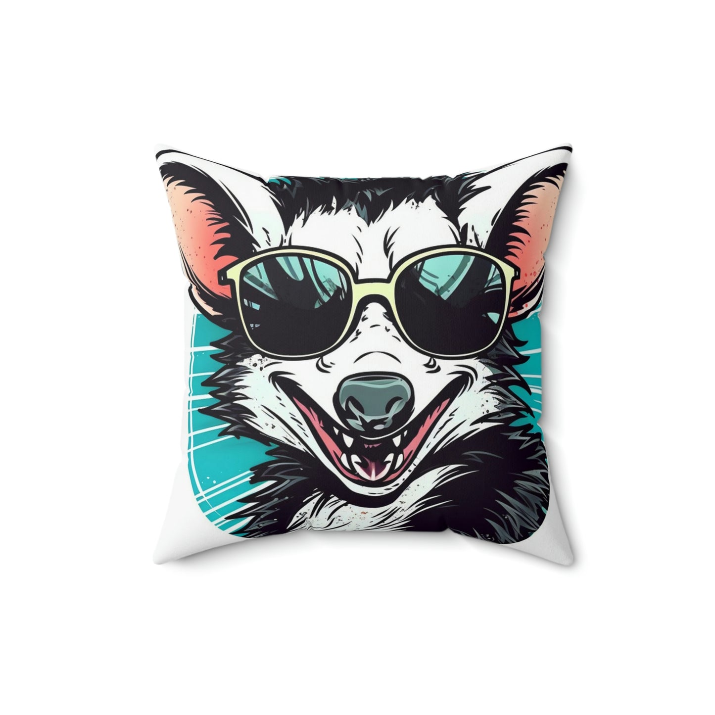 Joyful Opossum Retro Animation Spun Polyester Square Pillow