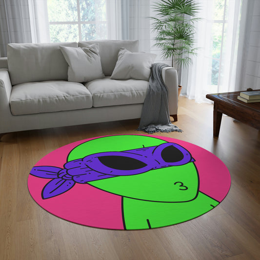 Green Ninja Turtle Visitor Alien Round Rug - Visitor751