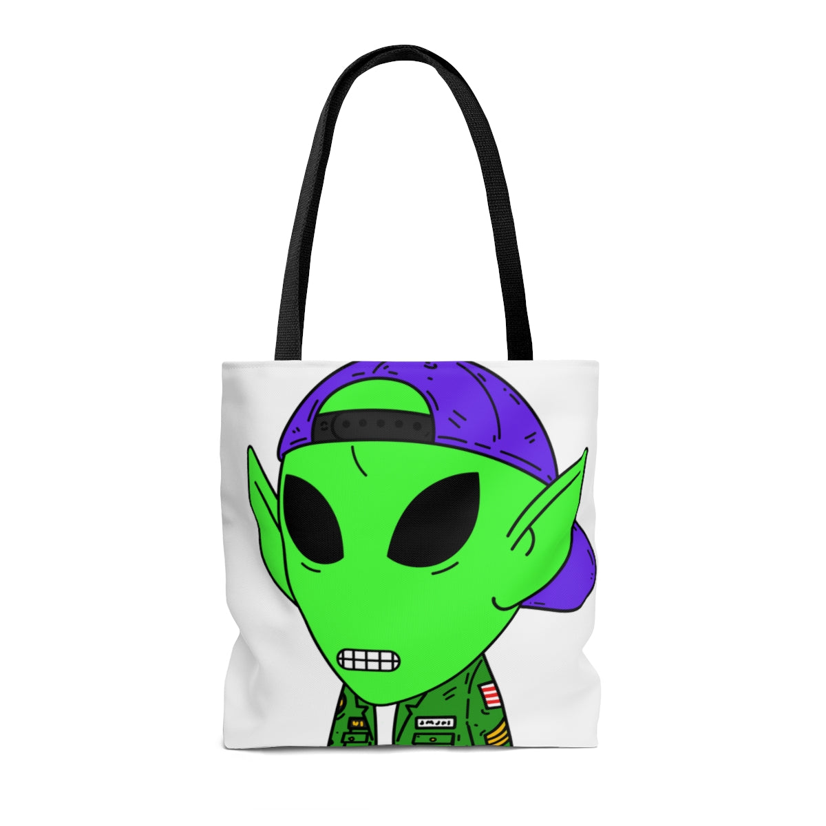Green Military Army Jacket pointy ear Visitor Alien AOP Tote Bag