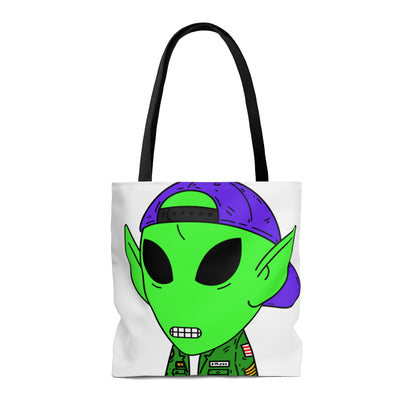 Chaqueta militar verde del ejército oreja puntiaguda Visitante Alien AOP Bolsa de tela 