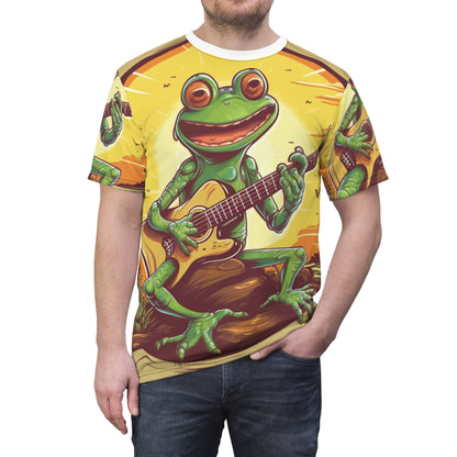 Swamp Frog Acoustic Guitar Player Outdoor Unisex Cut & Sew Tee (AOP)