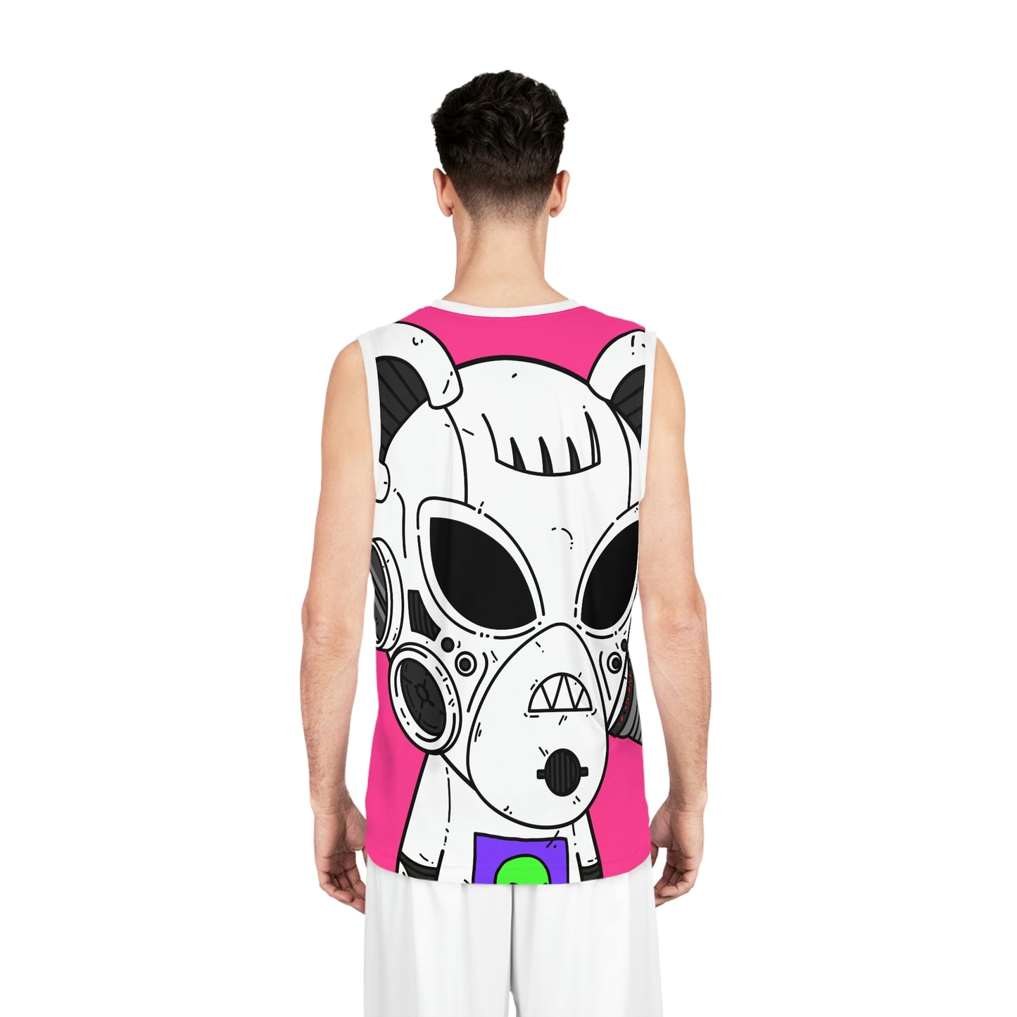 Armored White Mouse Ears Future Alien Cyborg Machine Visitor Basketball Jersey