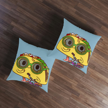 Bike Ride Scooter Taco Tufted Floor Pillow, Square