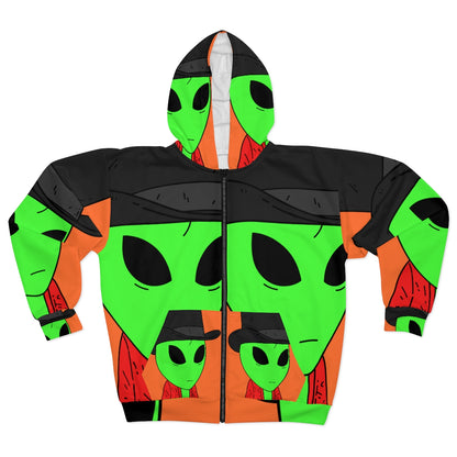 Robe Alien Fancy Top Hat AOP Unisex Zip Hoodie