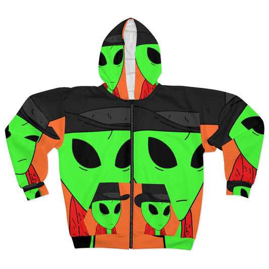 Robe Alien Fancy Top Hat AOP Unisex Zip Hoodie