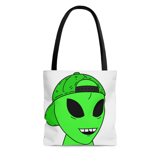 The Green Alien Visitor with Hat AOP Tote Bag