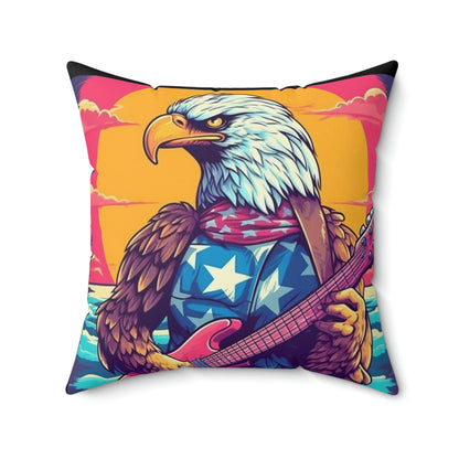 Bald Eagle from America, the Guitar Maestro Graphic Spun Polyester Square Pillow