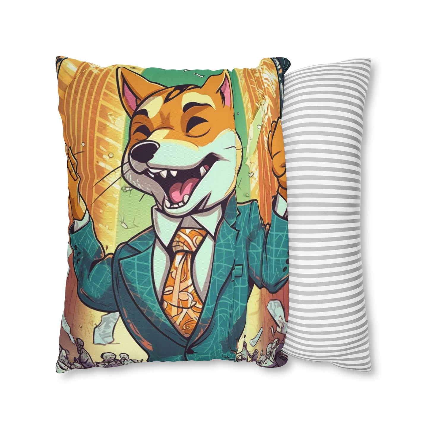 Synthwave Shiba Inu NYSE Collector's Gear: Spun Polyester Square Pillow Case