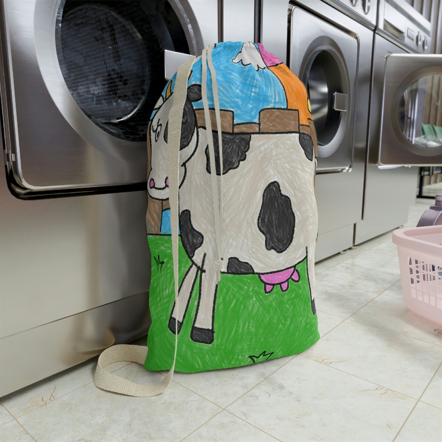 Cow Moo Farm Barn Animal Character Laundry Bag