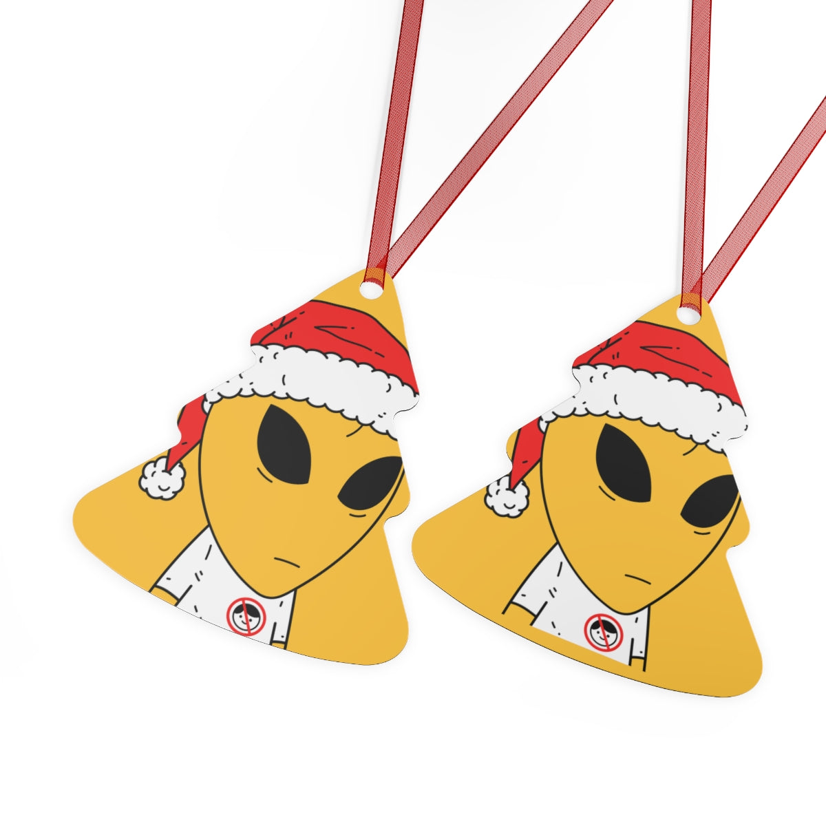 Alien Santa Space Character Holiday Winter Season Metal Ornaments