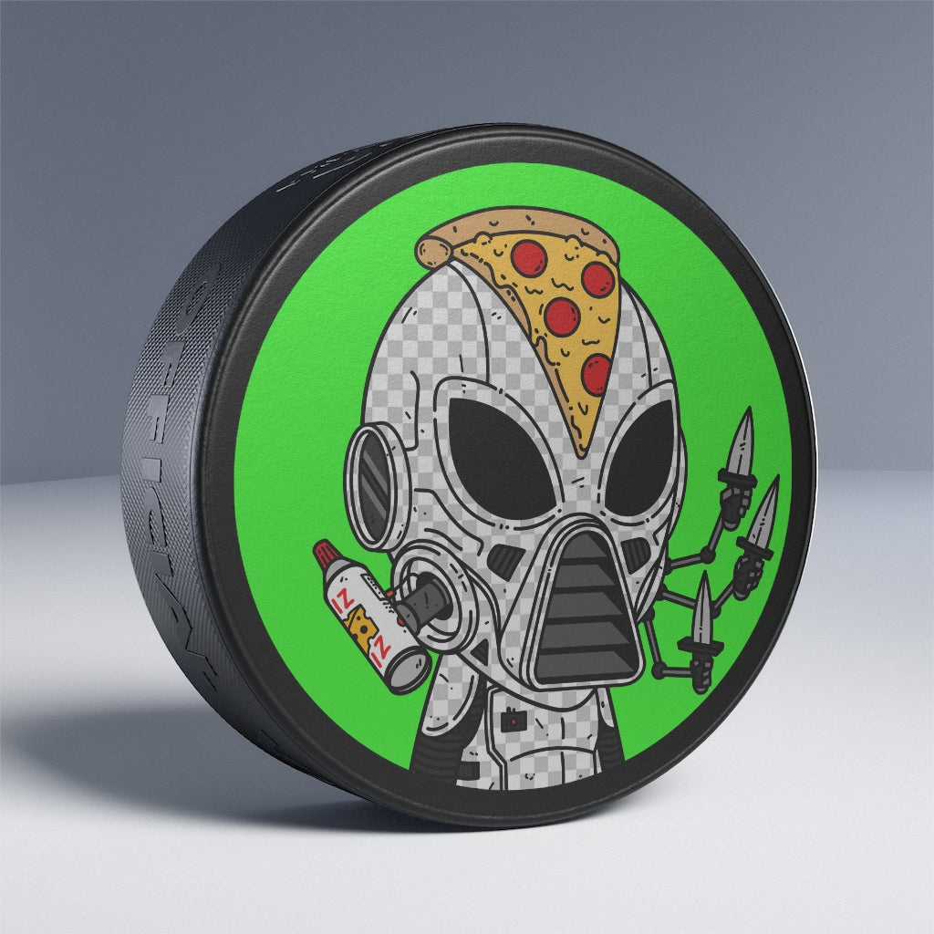 Knive Peppe Pizza Viz Wiz Armored White Future Alien Cyborg Machine Visitor Hockey Puck