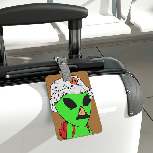 The Visitor Green Alien Space Traveler Saffiano Polyester Luggage Tag, Rectangle