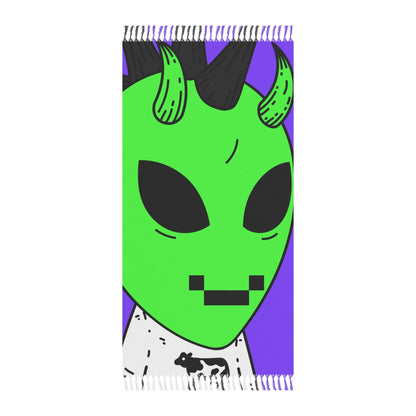 Cow Green Alien Spike Black Hair Digital Smile Visitor Boho Beach Cloth