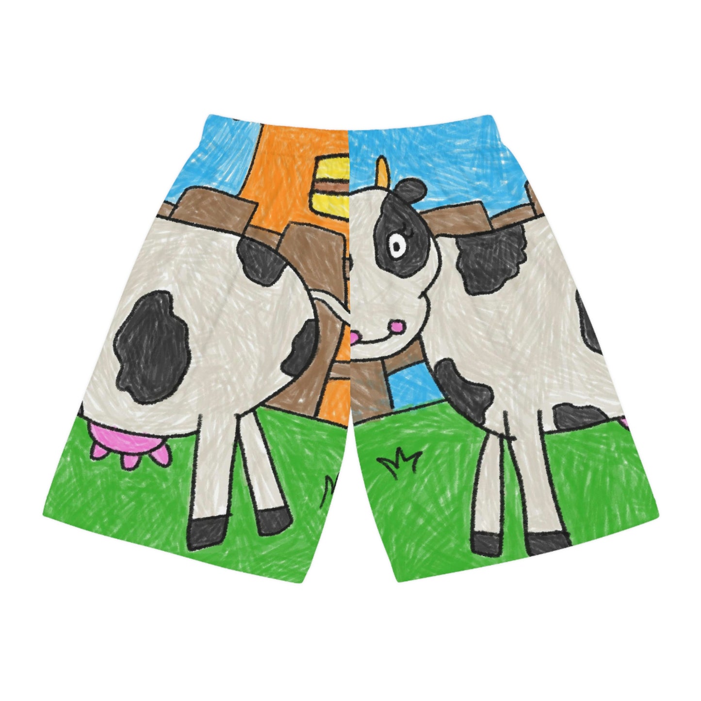 Cow Farm Animal Character Basketball Shorts (AOP)