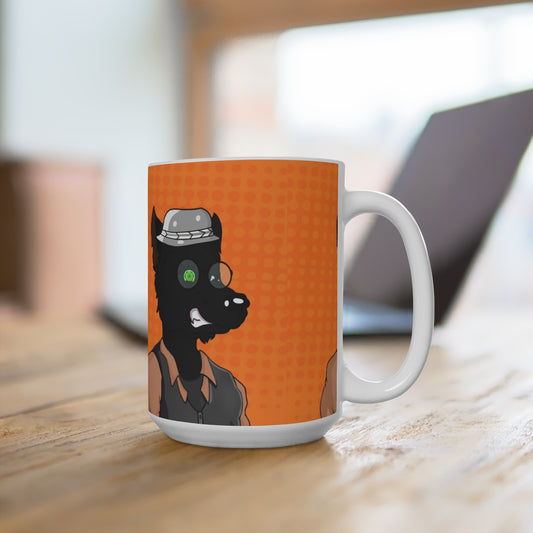 Taza de lobo detective hombre lobo de primera edición, 15 oz