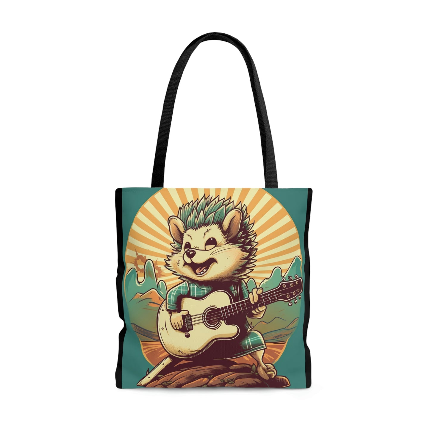 Hedgehog Old Style Classic Guitarist Digital Design Tote Bag (AOP)