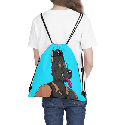 Cyborg Wolf Detective Tongue Out Round Glasses Outdoor Drawstring Bag