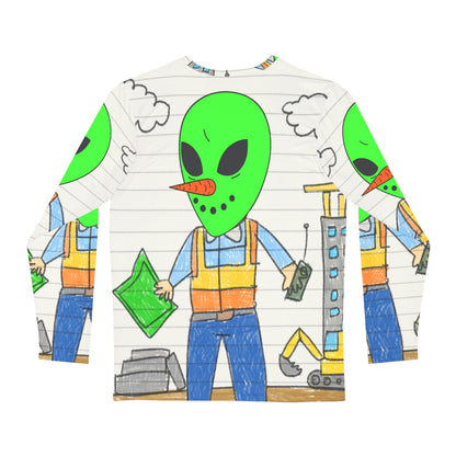 Construction Builder Building Alien Veggie Visi Vegetable Visitor Men's Long Sleeve AOP Shirt