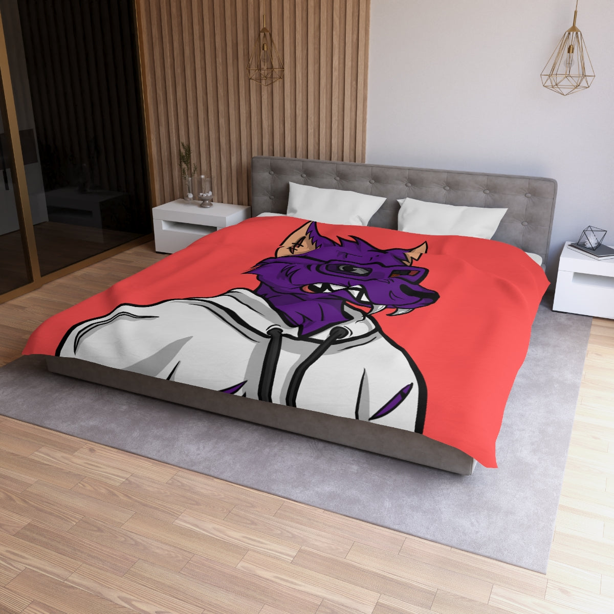 Wolf Cyborg Werewolf Classy Purple Fur White Hoodie Sweatshirt Microfiber Duvet Cover