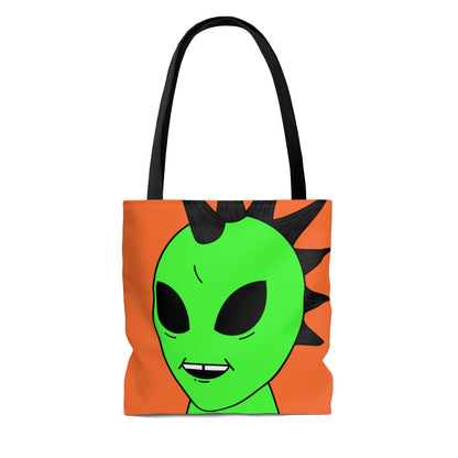 Black Hair Spiked Visitor Alien AOP Tote Bag