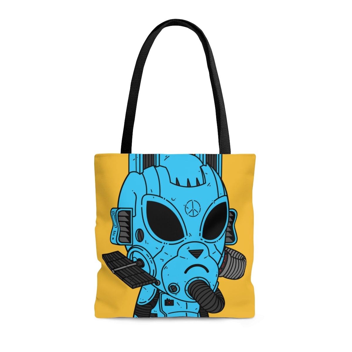 Blindado Azul Paz Futuro Alien Cyborg Máquina Visitante AOP Bolsa de tela 