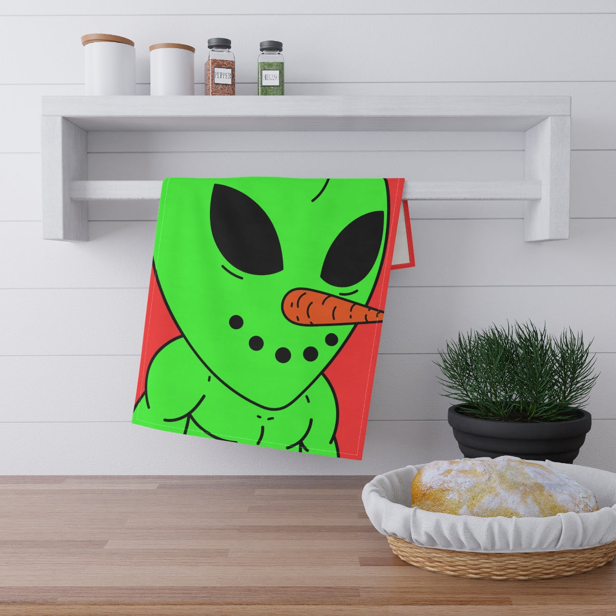 Veggie Visi The Vegetable Visitor Kitchen Towel