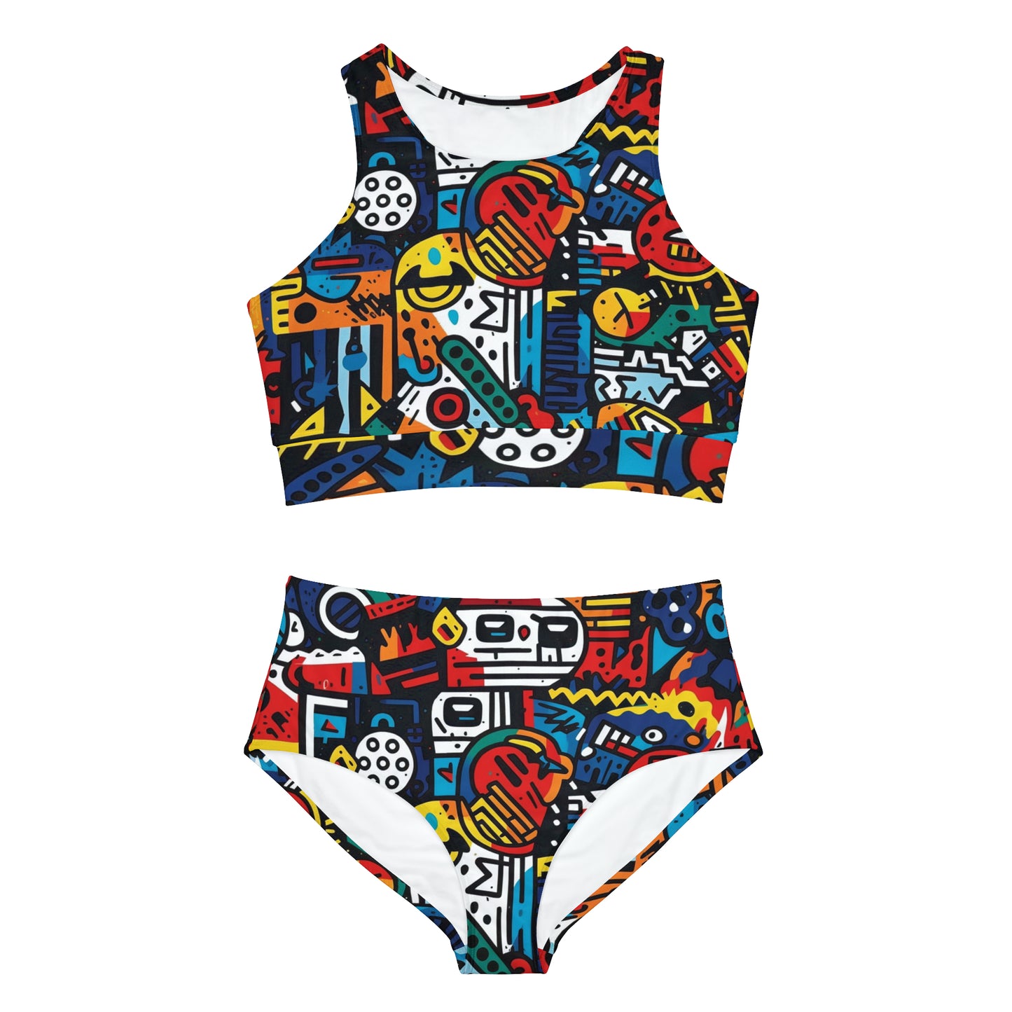 Street Art Inspired Bold Graffiti & Urban Motifs Design Sporty Bikini Set (AOP)