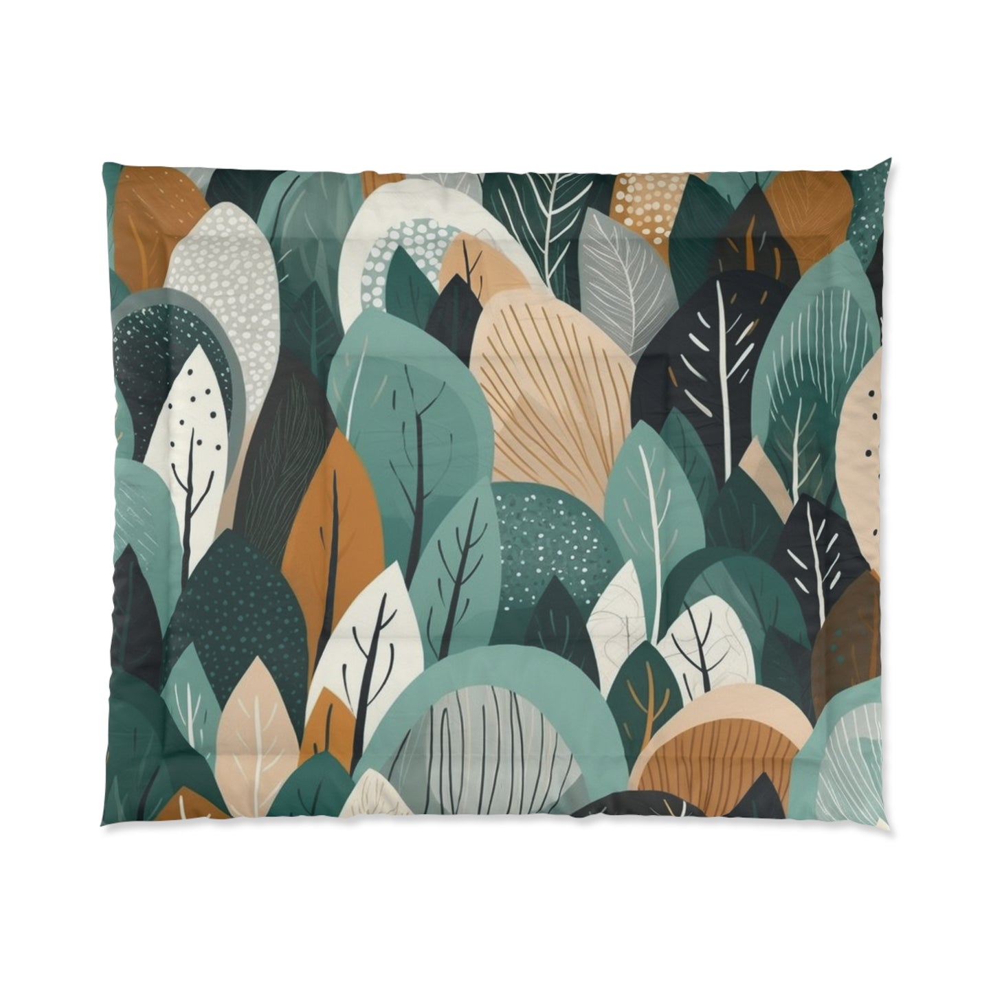 Sustainable Earth Tones Leaves Natural Shapes Pattern Comforter